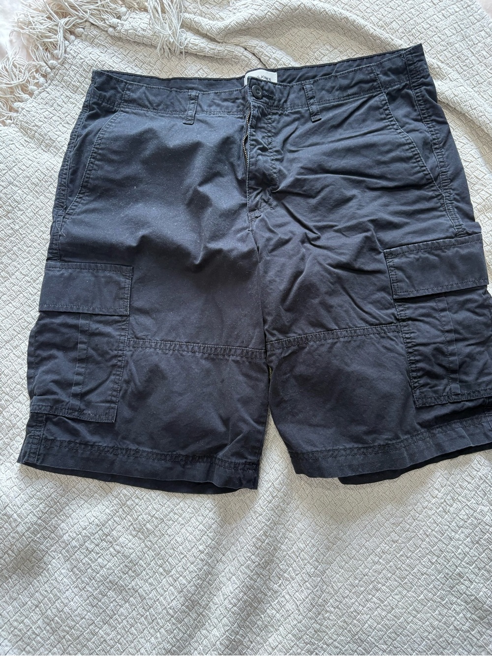 Jack & Jones Black Cargo Shorts with Utility Pockets
